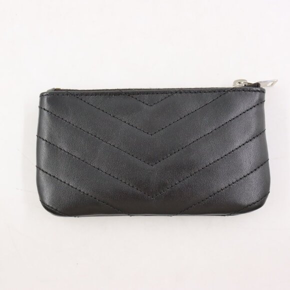 NWT Saint Laurent Cassandre Matelasse Key Pouch in Quilted Black Leather/Silver - Picture 3 of 14